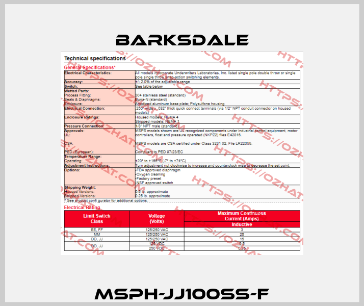MSPH-JJ100SS-F Barksdale