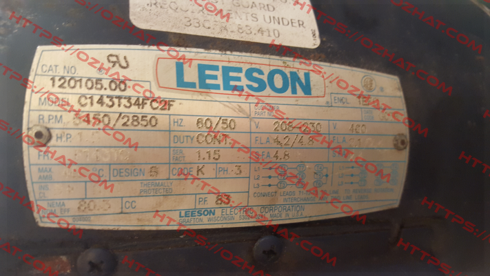 propeller to cool the pump Leeson C143T34FC2F  Leeson