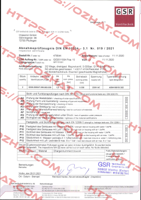 Certificate  3.1 GSR