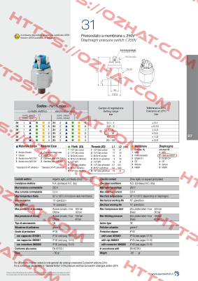 Pressure switch 3121G2  Euroswitch