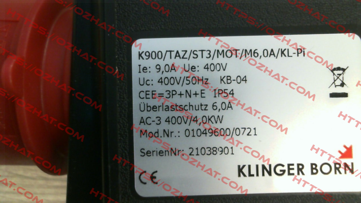 K900/TAZ/ST3/Mot/M6,0A/KL-Pi/Phw (0104.9600) Klinger Born