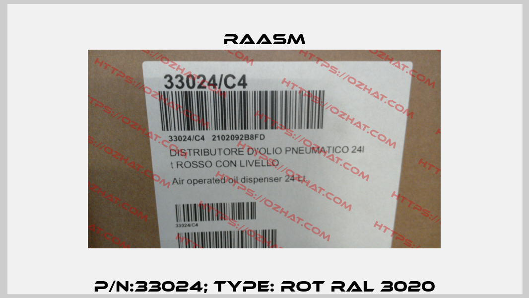 P/N:33024; Type: Rot RAL 3020 Raasm