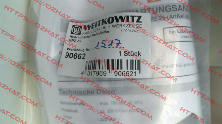 HPZ 25 (S. 197, 198) Art.-Nr. 90662 WEITKOWITZ