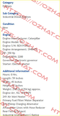 C9 – 350HP  Caterpillar