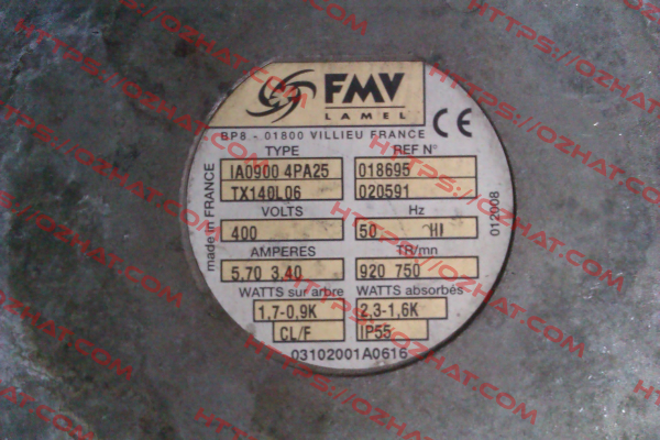 IA0900 4PA25 TX140L06 400V50HZ FMV-Lamel (now Ziehl Abegg)