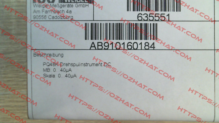PQ48K / 01AA10130013 Weigel