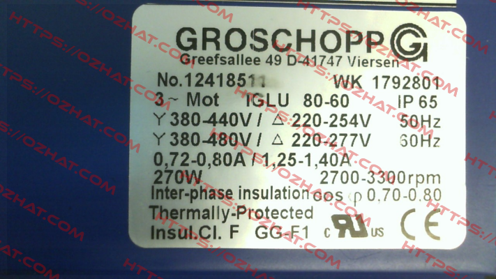 Type: IGLU 80-60 / IP65 Groschopp