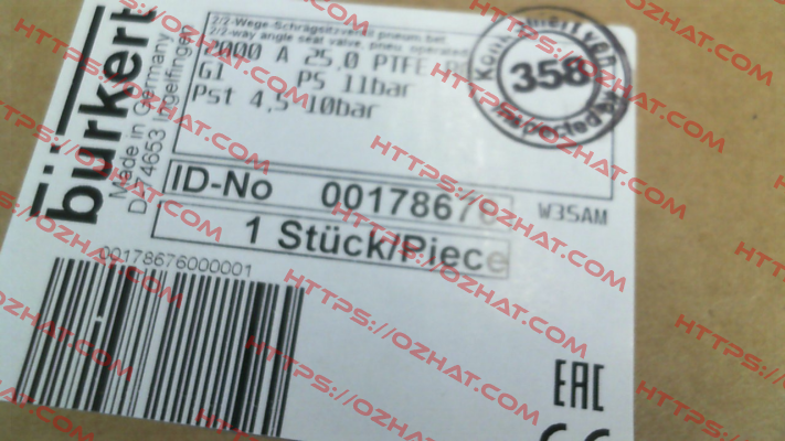 P/N: 00178676, Type: 2000 Burkert
