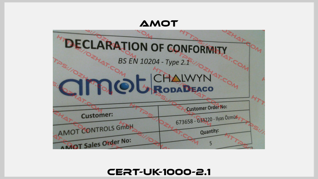 CERT-UK-1000-2.1 Amot