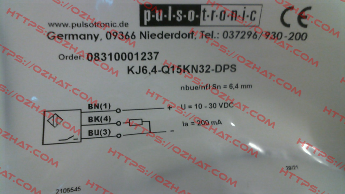 p/n: 08310001237, Type: KJ6,4-Q15KN32-DPS Pulsotronic