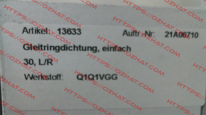 mechanical seal for KB20S 30.0 VA Wangen