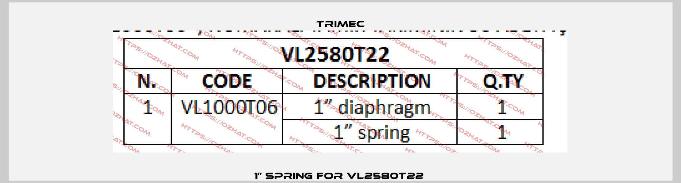 1” spring For VL2580T22  Trimec