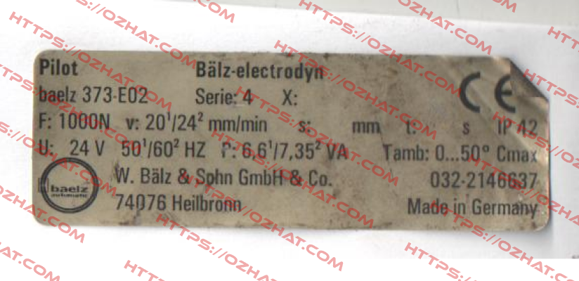 Motor lifting drive for regular operation baelz 373-E07-20-18-S21… Baelz