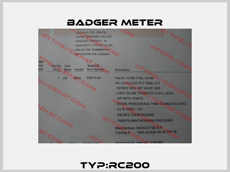 Typ:RC200 Badger Meter