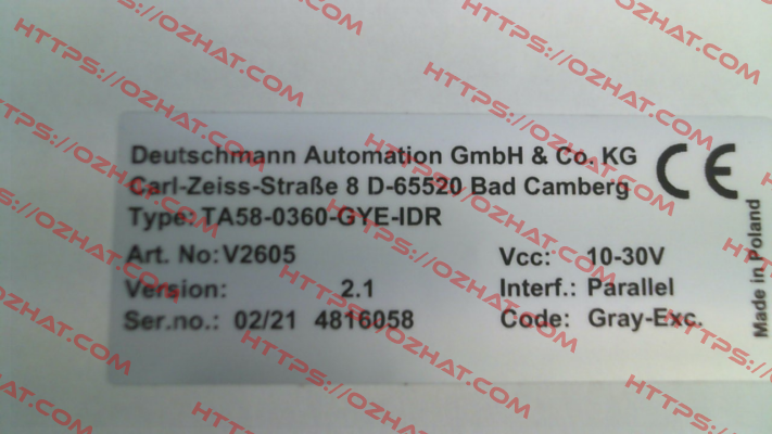 V2605 / TA58-0360-GYE-IDR Deutschmann