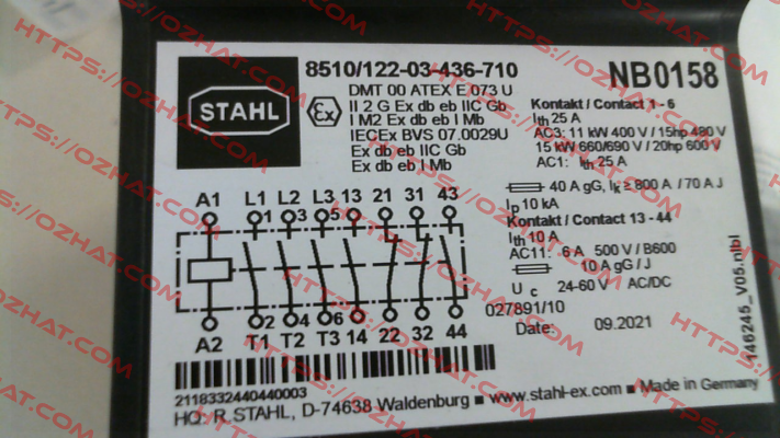P/N: 268751, Type: 8510/122-03-436-710 Stahl
