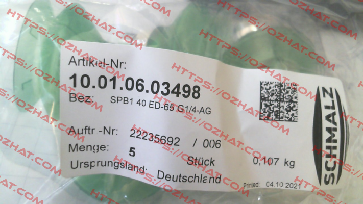 10.01.06.03498 / SPB1 40 ED-65 G1/4-AG Schmalz