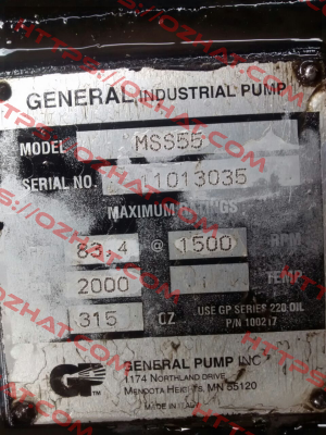11013035 replaced with MWSR50   General Pump