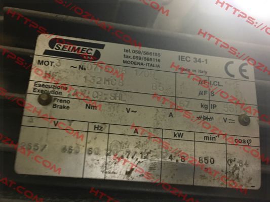 HF132MC8B5 obsolete, replacement HB 132MC 8 230.400-50 B5 Seimec (Rossi)