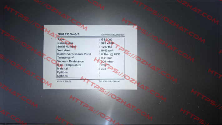 43-610006-XXX (920 X 920 GE2000) Brilex