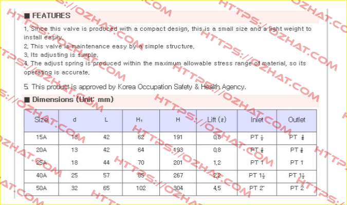 JSV-HT41 (Safety Valve)  Jokwang