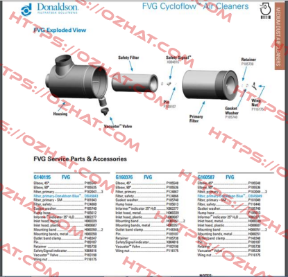 FVG160587 obsolette repl by 103-7663   Donaldson