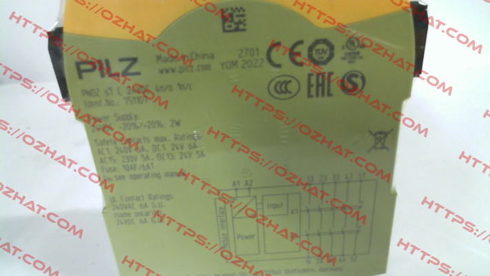 p/n: 751107, Type: PNOZ s7 C 24VDC 4 n/o 1 n/c Pilz