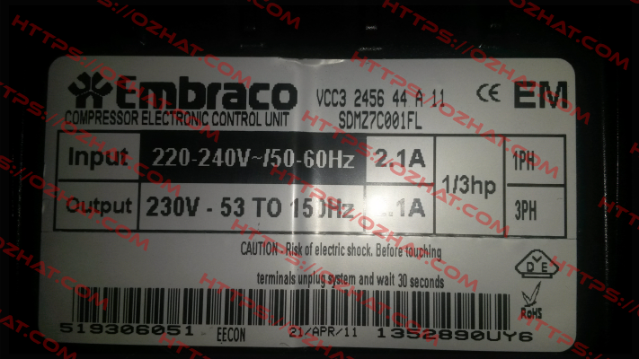 VCC3 2456 44  OEM Embraco