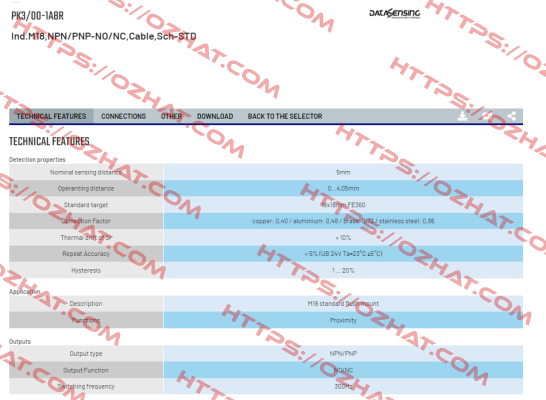 PK3/00-1A8R Micro Detectors / Diell (now Datasensing)