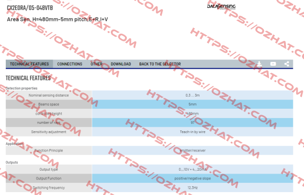 CX2E0RA/05-048VTB Micro Detectors / Diell (now Datasensing)