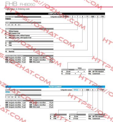 FHB-050-1-B-A-F1-A10-N-P01 MP Filtri