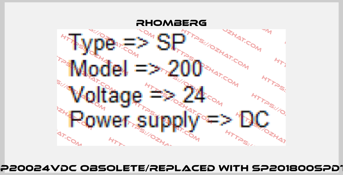 SP20024VDC Obsolete/replaced with SP201800SPDT  Rhomberg