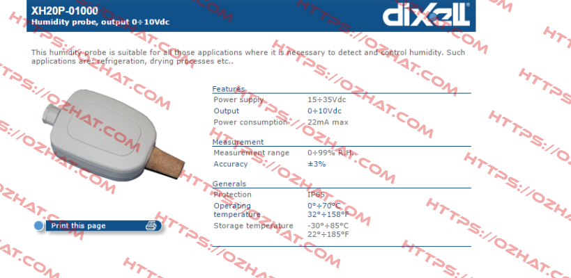 XH20P-01000 Dixell