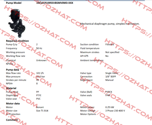 1M101P1095SVBSMV0M3-XXX Obl