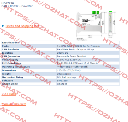 HD67290  CAN / RS232 ADFweb