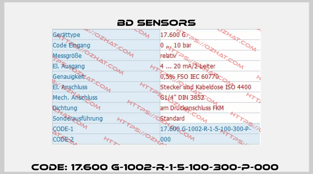 Code: 17.600 G-1002-R-1-5-100-300-P-000  Bd Sensors