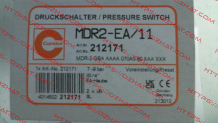 212171 / MDR 2/11-EA / MDR-2 GBA AAAA 070A090 XAA XXX Condor