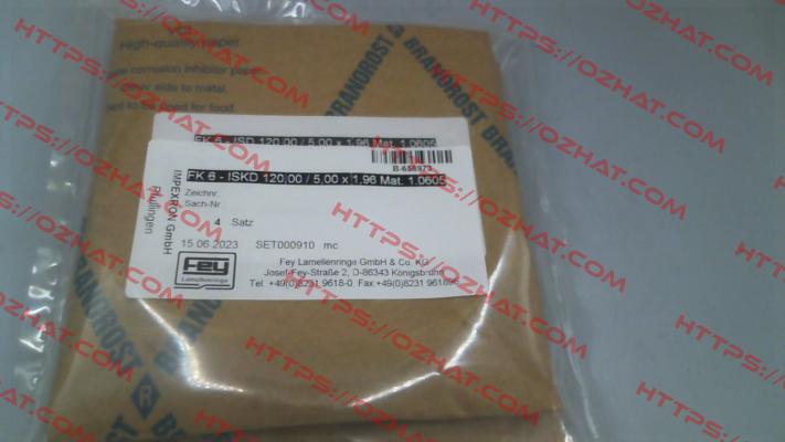 SET000910 / FK 6 - ISKD 120,00 / 5,00 x 1,96 Mat. 1.0605 Fey