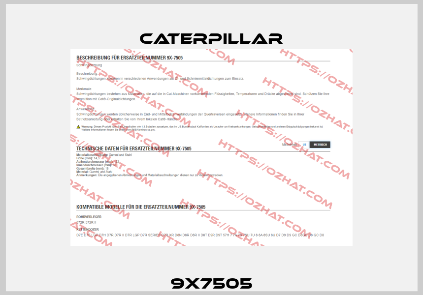 9X7505 Caterpillar