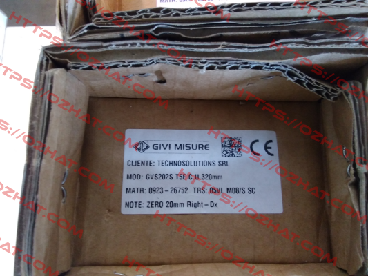 GVS202S T5E 0320 05VL M08/S SC Zero 20 mm dx Serial N. 04222247 11411 03950 Givi Misure