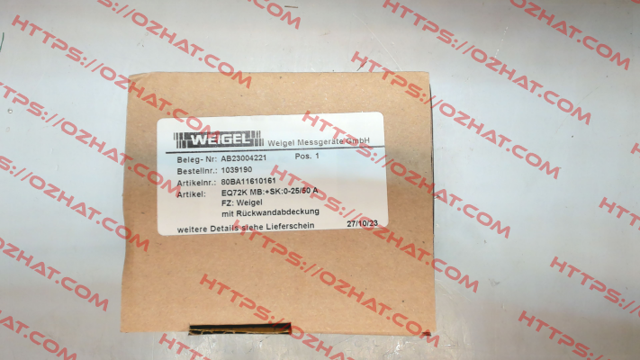 80BA11610161 Weigel